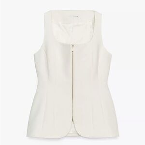 Zara Ivory Zip-Up Bustier Top XS NWT